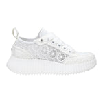 Cult Sneakers Bianca Platform Traforata con Disegno Floreale da Donna