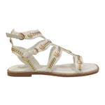 Keys Sandalo Basso Donna in Ecopelle Bianca con Borchie e Cinturini