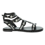 Keys Sandalo Basso Donna in Ecopelle Nero con Borchie e Cinturini