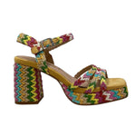 Azarey Sandalo Donna in Tessuto Intrecciato Amarena con Tacco Alto 8cm