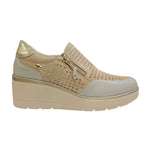 Valleverde Slip On Beige con Motivo Traforato e Zeppa da Donna