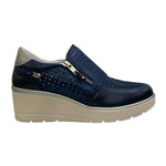 Valleverde Slip On Blu con Motivo Traforato e Zeppa da Donna