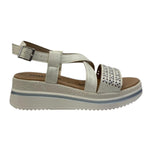 Valleverde Sandalo Bianco con Fascia Incrociata e Zeppa da Donna