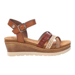 Refresh Sandalo Camel con Multi Fascette e Zeppa da Donna