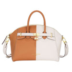 Nannini Firenze Borsa a Mano Grande Moana Donna in Pelle Cognac Bianco con Tracolla
