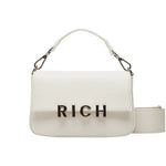 John Richmond Borsa a Mano Piccola Bianca Argento co n Tracolla da Donna