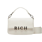 John Richmond Borsa a Mano Piccola Bianca Argento co n Tracolla da Donna