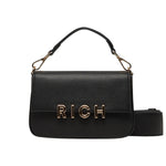 John Richmond Borsa a Mano Piccola Nero Oro con Tracolla da Donna