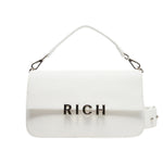 John Richmond Borsa a Spalla Bianco Argento con Tracolla da Donna