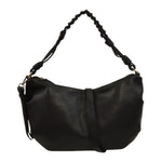 Gianni Conti Mezzaluna Donna in Pelle Nera con Tracolla e Manico Intrecciato e Tasca Posteriore