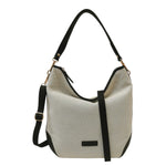 Gianni Conti Borsa a Spalla Donna in Tessuto e Pelle Sabbia Nero con Tracolla