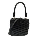 Gianni Conti Borsa a Mano Donna Nera Intrecciata Linea Guia con Tracolla
