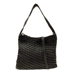 Gianni Conti Borsa a Spalla Linea Hera Donna in Pelle Intrecciata Nera con Tracolla
