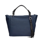 The Trend Borsa a Spalla Donna in Pelle Blu con Tracolla e Accessorio