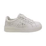 Gaelle Sneakers Bambina in Morbida Pelle Bianca con Paillettes