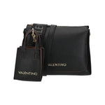 Mario Valentino Borsa a Tracolla Donna con 3 Scomparti in Colore Nero con Cuciture a Contrasto e Portachiavi Accesssorio Frontale