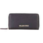 Mario Valentino Portafoglio Grande Donna Nero con Cuciture a Contrasto e Zip