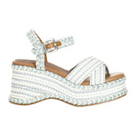 Cafènoir Sandalo Bianco Celeste in Tessuto con Zeppa da Donna