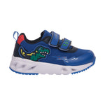 Lumberjack Sneakers Bambino in Tessuto e Ecopelle Blu con Dinosauro e Luci