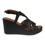 Vueva Sandalo Nero Intrecciata con Zeppa da Donna