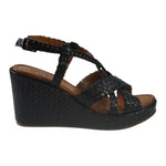 Vueva Sandalo Nero Intrecciata con Zeppa da Donna