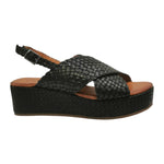 Vueva Sandalo Nero Intrecciato con Zeppa da Donna