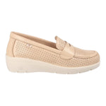Laura Azana Mocassino Beige in Pelle con Zeppa da Donna