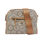 Gattinoni Roma Borsa a Tracolla Linea Teodosia in Colore Nudo con Doppia Zip e Chiusura con Bottone