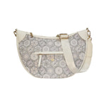 Gattinoni Roma Mezzaluna Donna in Stampa Teodosia Bianco e Tracolla in Tessuto Logato con Chiusura con Zip