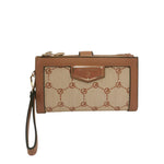 Gattinoni Roma Portafoglio Piccolo Donna in Ecopelle Cuoio e Tessuto Beige Stampa Logo con Polsiera