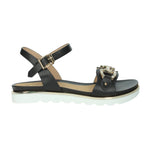 Keys Sandalo Donna in Ecopelle Nera con Morsetto e Cinturino