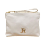 John Richmond Pochette Bianco Oro in Pelle Laminata da Donna