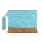 Ynot? Borsa Clutch Mare Donna in Tessuto Logato Anice con Polsino