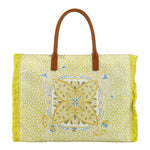 Ynot? Borsa Shopping Mare Samoa Donna in Tessuto Limone con Tracolla