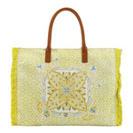 Ynot? Borsa Shopping Mare Samoa Donna in Tessuto Limone con Tracolla