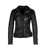 Mauritius Giubbotto Biker Nero in Pelle con Cerniera Asimmetrica da Donna
