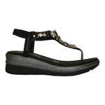 Valleverde Infradito Nero Gioiello con Zeppa da Donna