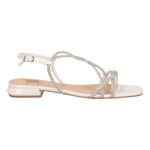 Albano Vanity Sandalo Donna con Tacco 20mm in Colore Bianco con Strass Lustrini Argento