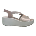 Enval Soft Sandalo Platino con Zeppa da Donna