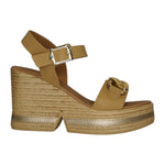 Valleverde Sandalo Avorio con Zeppa in Raffia da Donna