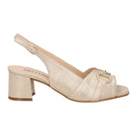 Melluso Sandalo Donna in Pelle Crema con Morsetto e Tacco Largo 60mm