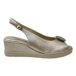 Melluso Sandalo Donna in Pelle Avana con Accessorio Gioiello