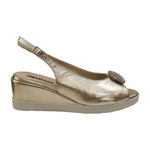 Melluso Sandalo Donna in Pelle Oro Laminato con Accessorio Gioiello