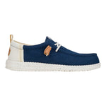Hey Dude Wally Y Craft Linen Slip On Bambino in Tessuto Blu Bianco