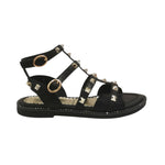 Gaelle Sandalo Bambina in Ecopelle Nero con Borchie Dorate