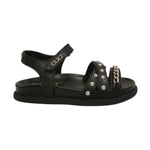 Cult Young Sandalo Nero con Borchie e Catenelle da Bambina