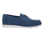 Timberland Stringata Stile Barca Uomo in Camoscio Blu con Cuciture