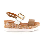 Susimoda Sandalo Bianco Cuoio con Zeppa da Donna
