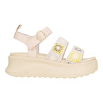 Hey Dude Delray Buckle Cottage Crochet Sandalo Donna in Tessuto Beige Lavanda