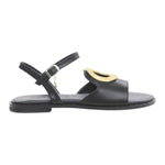 Caryatis Sandalo Nero con Dettaglio Dorato da Donna